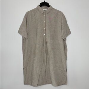Mod Ref Oversized Short-Sleeve Button Shirt Dress Stripe Size M